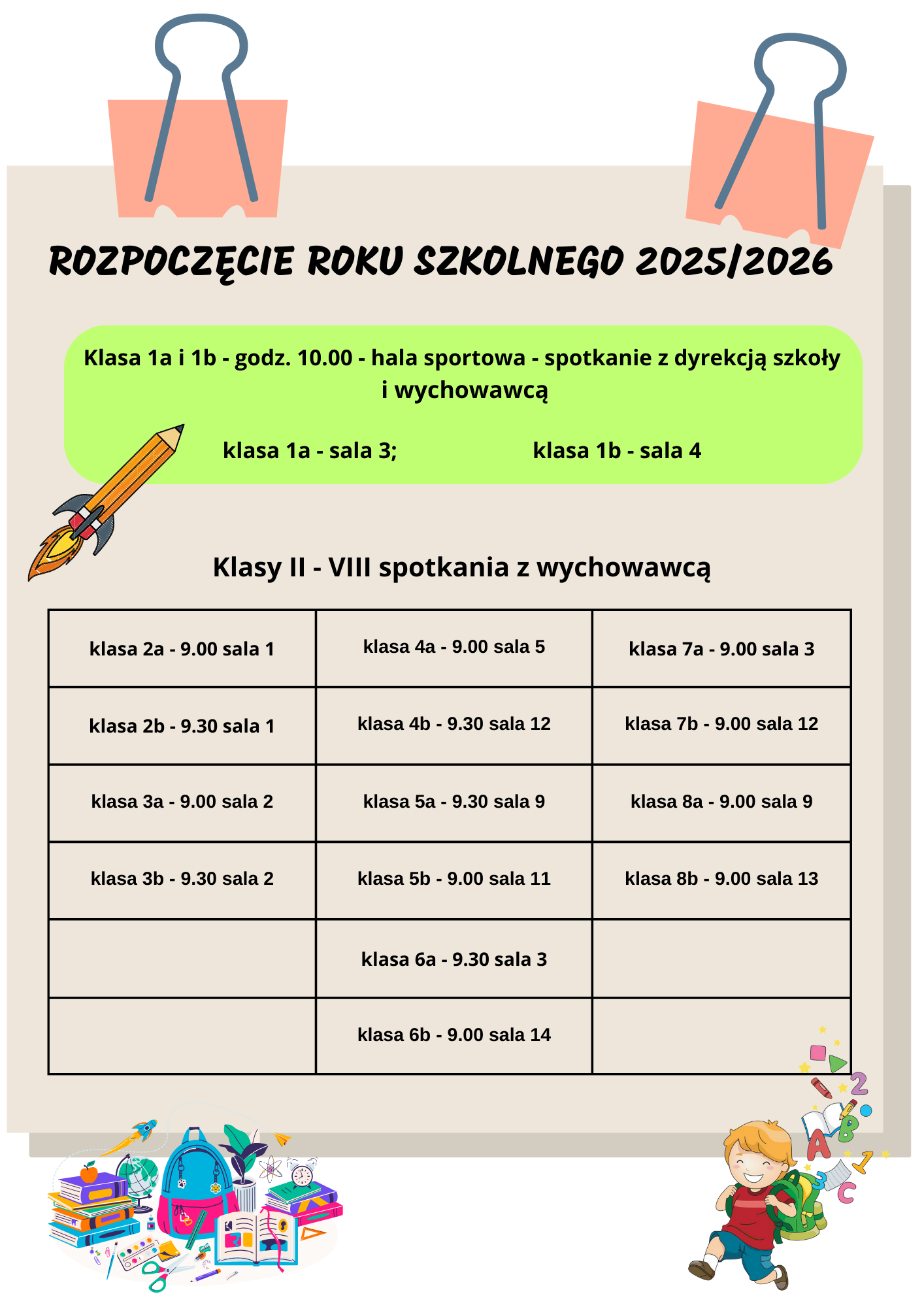 Harmonogram rozpoczęcia roku szkolnego 2025_26