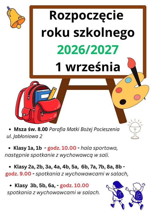 Rozpoczęcie roku szkolnego - harmonogram