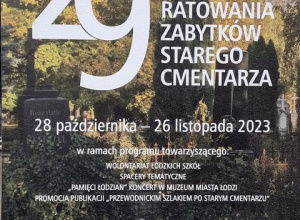 Plakat reklamujący 29 Kwestę na rzecz ratowania zabytków Starego Cmentarza.