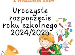 Rysunek z uśmiechniętym chłopcem oraz napisaną datą rozpoczęcia roku szkolnego