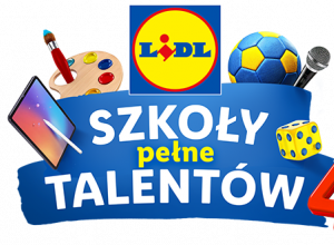 Baner reklamujący akcję zbierania Talenciaków.
