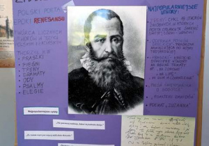 Plakat z wystawy poświęconej Janowi Kochanowskiemu.