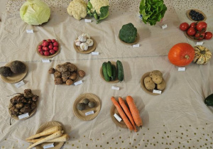 Wystawa warzyw i owoców.