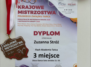 Dyplom za 3 miejsce w tańcu.